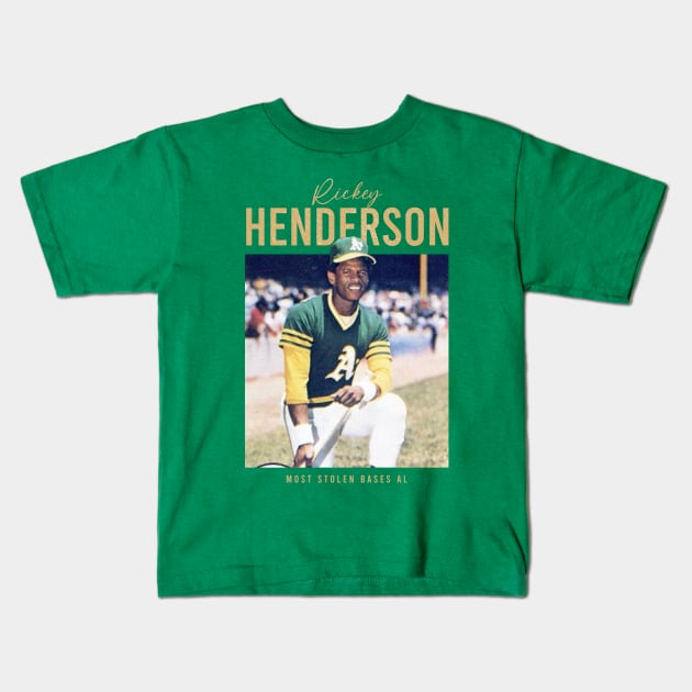 Oakland Man of Steal - Rickey Henderson Kids T-Shirt by Shelter Art Space